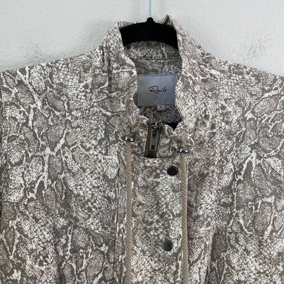 Rails Womens Small Tennessee Sand Snakeskin Jacket Linen Lyocell Blend Zip Up - Picture 11 of 14